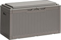 Greesum 100 Gallon Resin Deck Box Large Outdoor Storage Boxes with Cushions for Garden Tools, Patio Furniture Pillows, Pool Supplies, Light Coffee by BuynowfromGreesum