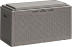 Greesum 100 Gallon Resin Deck Box Large Outdoor Storage Boxes with Cushions for Garden Tools, Patio Furniture Pillows, Pool Supplies, Light Coffee by BuynowfromGreesum