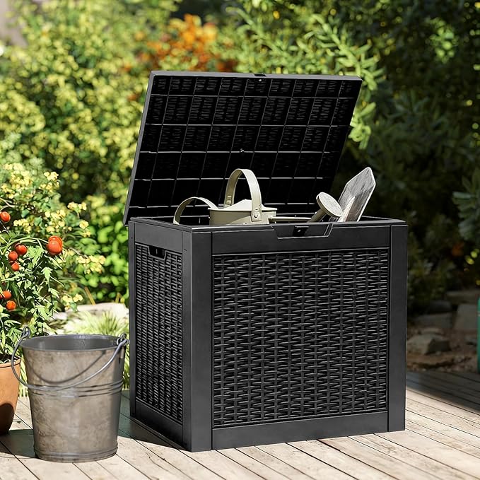 NEWBULIG 31 Gallon Deck Box, Weatherproof Resin Lockable Outdoor Storage for Secure Package Deliveries and Indoor Storage in Garden or Patio, Backyard - Image 2