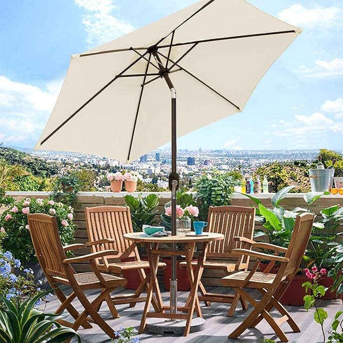 Blissun 7.5 ft Patio Umbrella, Yard Umbrella, Outdoor Market Umbrella with Push Button Tilt Crank (Creamy White) - Image 7