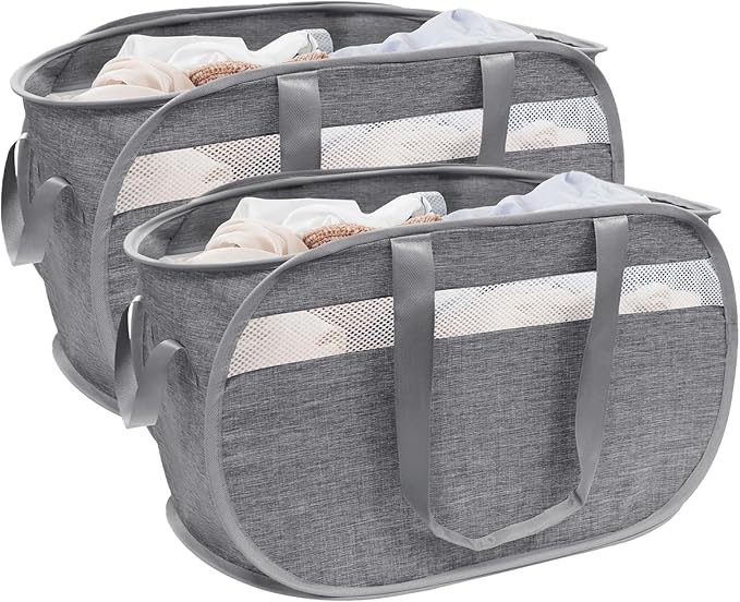 Collapsible Laundry Baskets, Foldable Tear Proof Pop Up Hamper by TECHMILLY