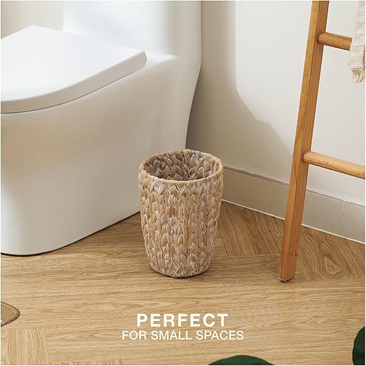 2-Pack White Wicker Trash Cans - Image 2