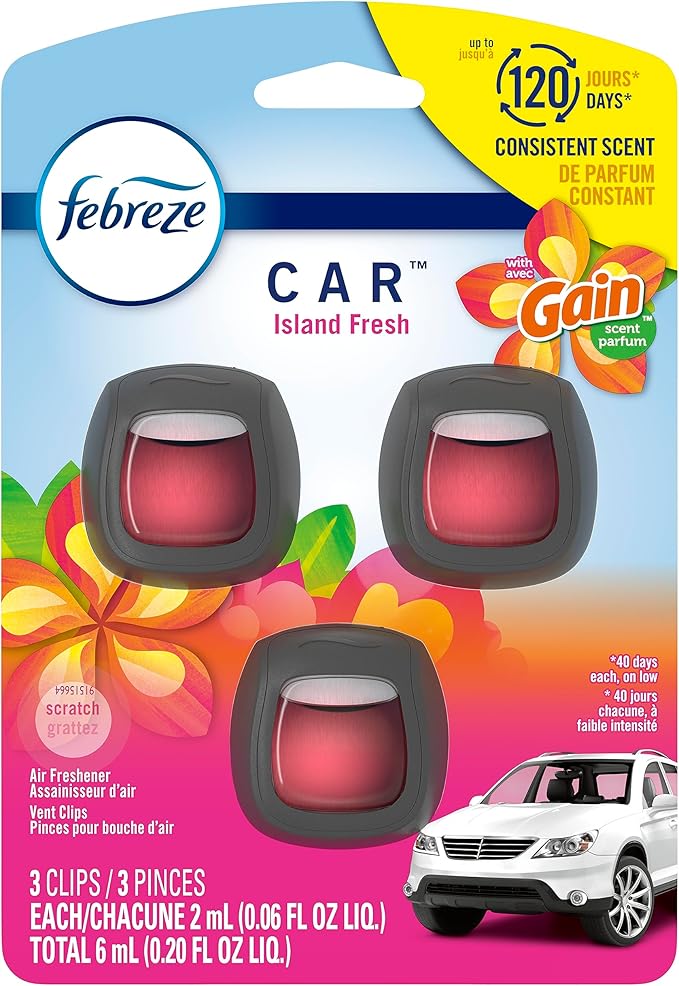 Febreze Car Vent Clip Air Freshener, Gain Island Fresh by Febreze