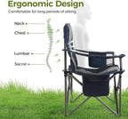 ALPHA CAMP Heavy Duty Camping Chair 500LBS Capacity, Oversized Folding Chair for Heavy People, Padded Portable Outdoor Chair with Cooler Bag & Cup Holder for Camping, Fishing, Beach - Image 5