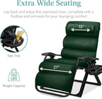 Best Choice Products Oversized Zero Gravity Chair, Folding Outdoor Patio Recliner, XL Anti Gravity Lounger w/Removable Cushion, Cup Holder, Side Tray, 350lb Capacity - Forest Green - Image 5