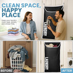 Hanging Laundry Hamper Bag XL 40x22", Space Saving over the Door Storage Bags - Image 4