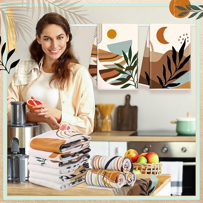 Breling Set of 6 Kitchen Towels Vintage Themed Dish Towel Bathroom Decorative - Image 5