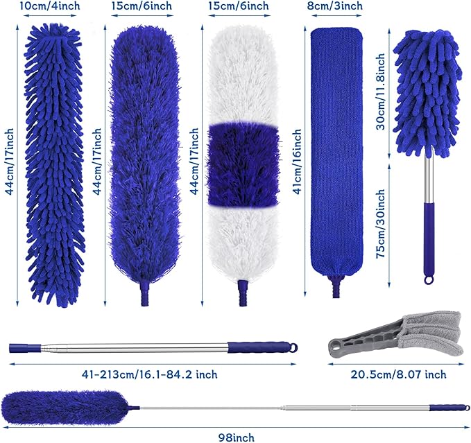 9PCS Dusters for Cleaning, Extendable Microfiber Duster - Image 2