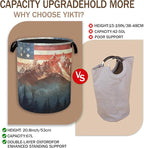 Vintage American Flag Laundry Hamper, Forest Mountain Clothes Hamper - Image 3
