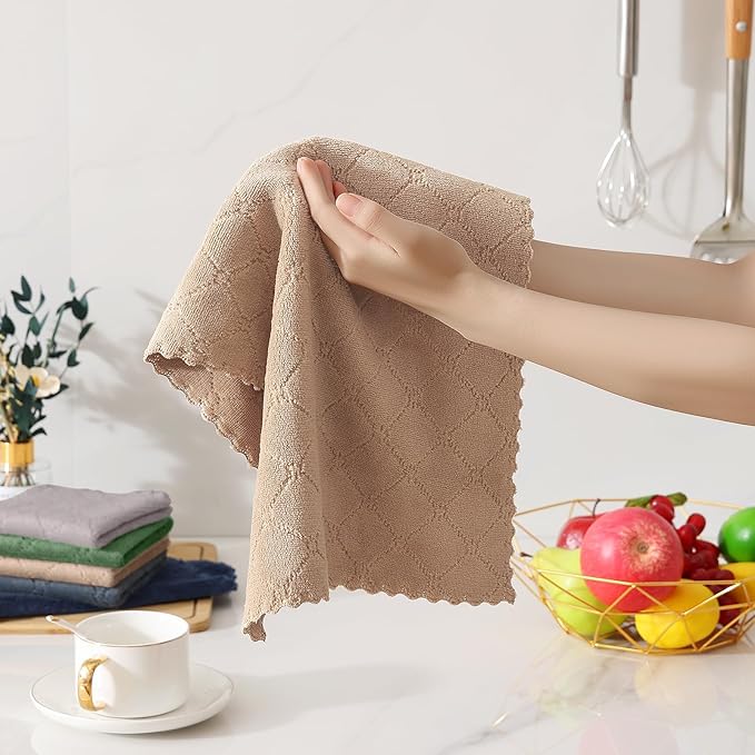 Homaxy Kitchen Towels and Dishcloths Set, 10 x 10 and 13 x 19 Inches, No Lint - Image 3