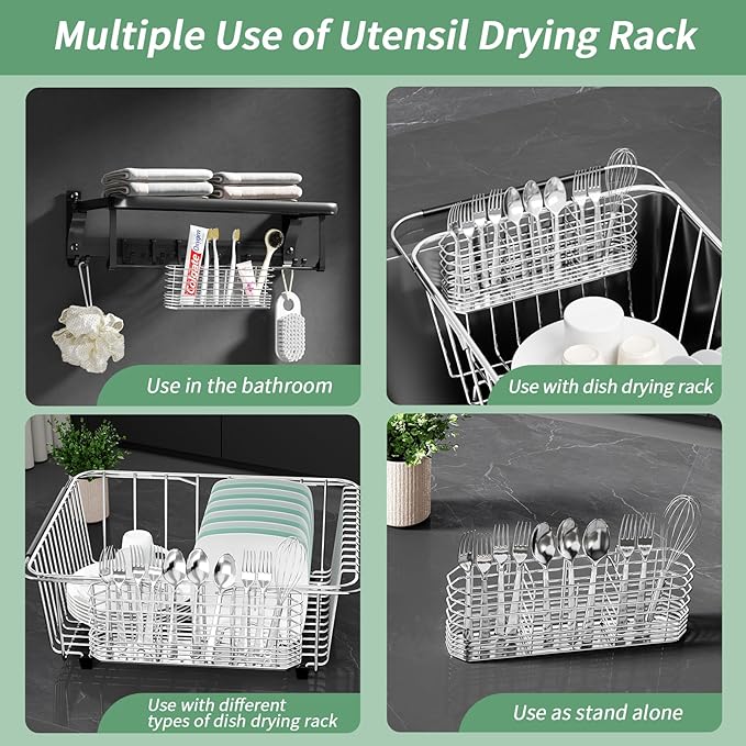 304 Stainless Steel Utensil Holder, Knife and Fork Drainer Basket - Image 6