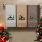 3 Pcs Farmhouse Cabin Bear Hand Towels Forest Moose Deer Embroidered Rustic - Image 4