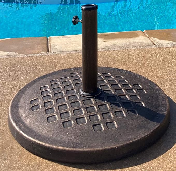 UBP24241-BR 24-Inch Cast Stone Umbrella Base, Made from Rust Free Composite Materials, Bronze Powder Coated Finish - Image 4