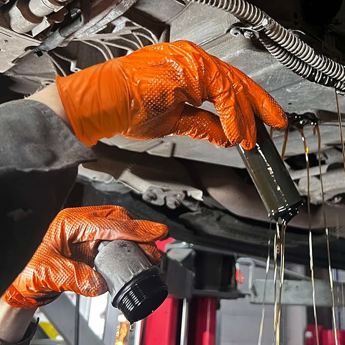 TitanFlex Heavy Duty Orange Industrial Nitrile Gloves - Image 5