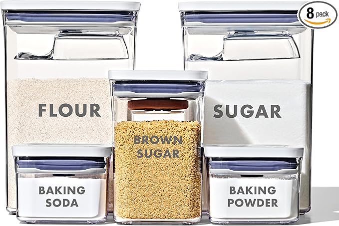 OXO Good Grips 8-Piece Prelabeled Baking POP Container Set by OXO