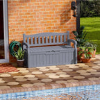 Patiowell 75 Gallon Plastic Storage Bench, Water-Resistant Deck Box for Patio Furniture, Garden Tools, Pool Storage and Outdoor Cushions, Grey by Patiowell