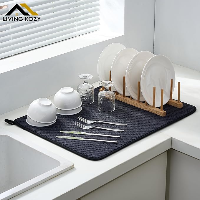 Dish Drying Mat, Microfiber Ultra-Absorbent Kitchen Counter Mat, Ideal Dish - Image 3