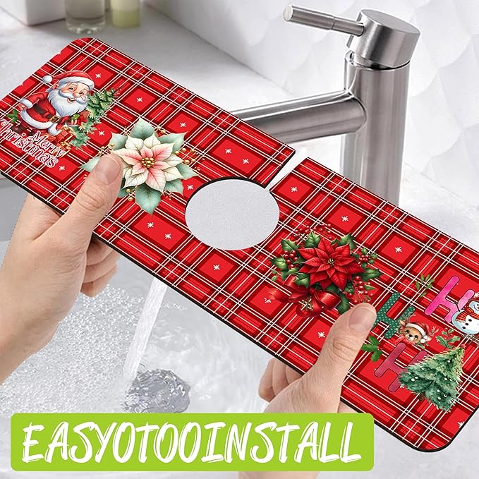 Chrismas Sink Splash Guard Faucet Mat Christmas Absorbent Fast Drying Mat Sink - Image 4