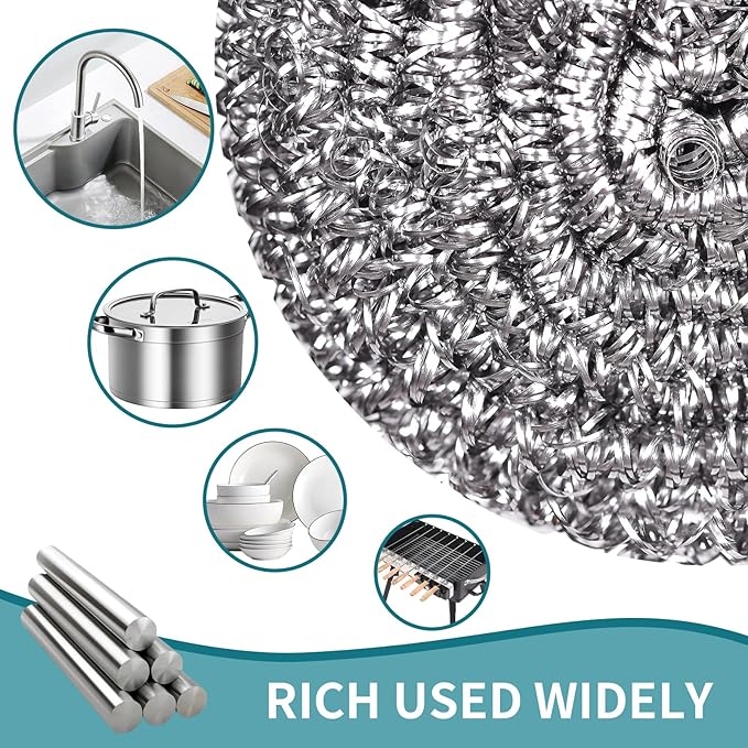 Stainless Steel Scourer Heavy Duty Scrubber Pads Steel Wool Pack of 6 - Image 6