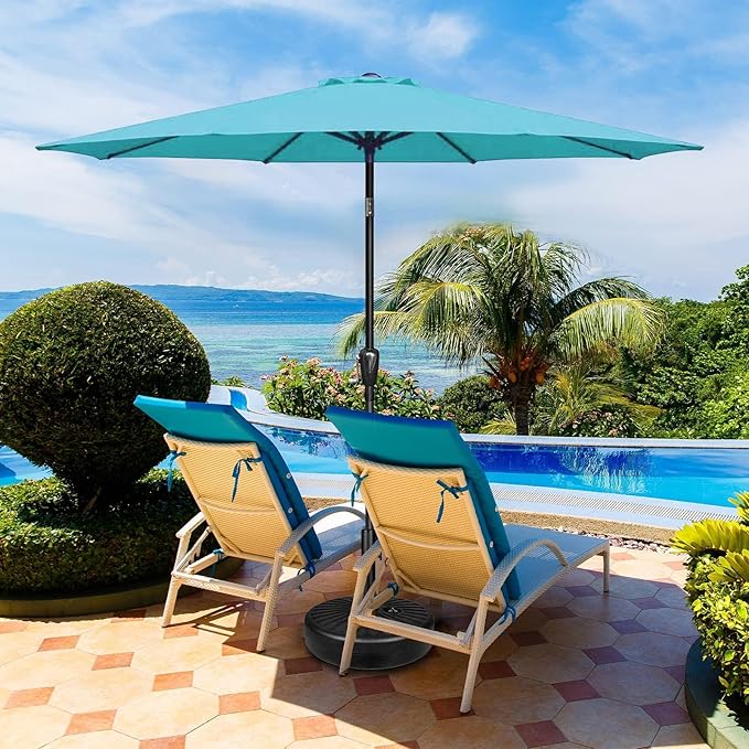 Simple Deluxe 9' Patio Umbrella Outdoor Table Market Yard Umbrella with Push Button Tilt/Crank - Image 6