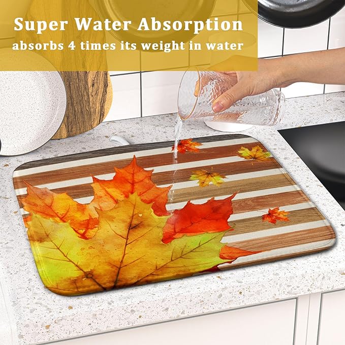 Autumn Golden Maple Leaf Dish Drying Mat - Image 7