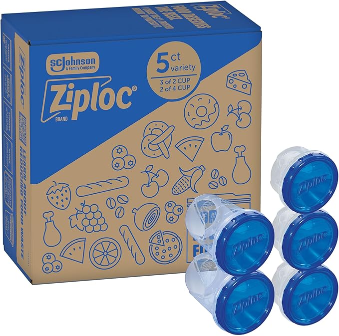 Ziploc Brand Twist n Loc Food Storage Containers, Leak Resistant Design by Ziploc