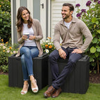 Greesum 31 Gallon Deck Box for Outside, All Weather Outdoor Storage Boxes for Patio Furniture Set, Package Delivery Box, Garden Tools, Black(Set of 2) - Image 2