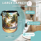 Retro Hawaii Palm Tree Laundry Basket Summer Beach Foldable Funny Laundry - Image 2