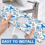 Blue Floral and Hummingbird Dish Drying Mat - Image 6