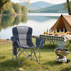 ALPHA CAMP Heavy Duty Camping Chair 500LBS Capacity, Oversized Folding Chair for Heavy People, Padded Portable Outdoor Chair with Cooler Bag & Cup Holder for Camping, Fishing, Beach - Image 2