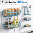 EUDELE 5-Pack Rustproof Stainless Steel Shower Caddy – No Drill Adhesive - Image 6