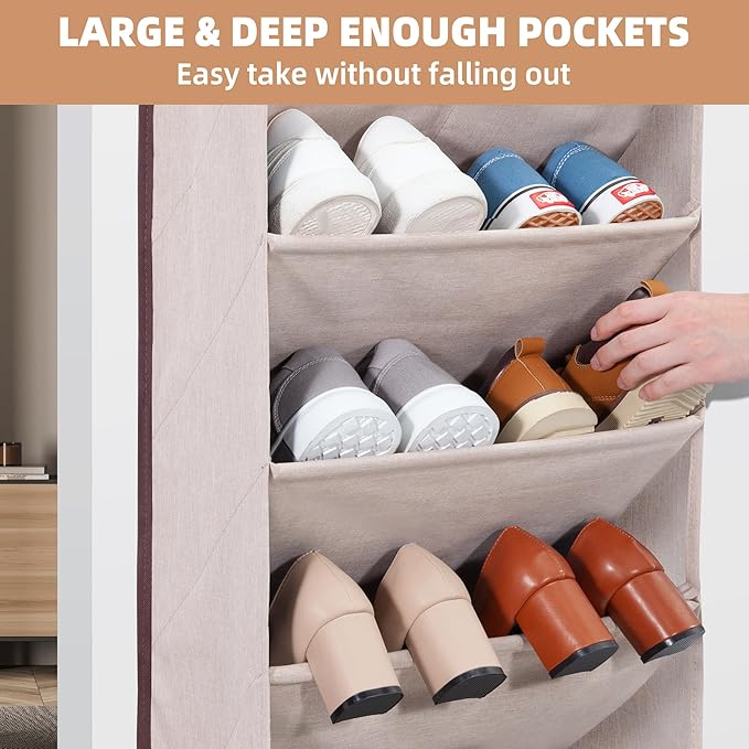 STORAGE MANIAC Over the Door Shoe Organizer Heavy-Duty Large Deep Pocket - Image 7