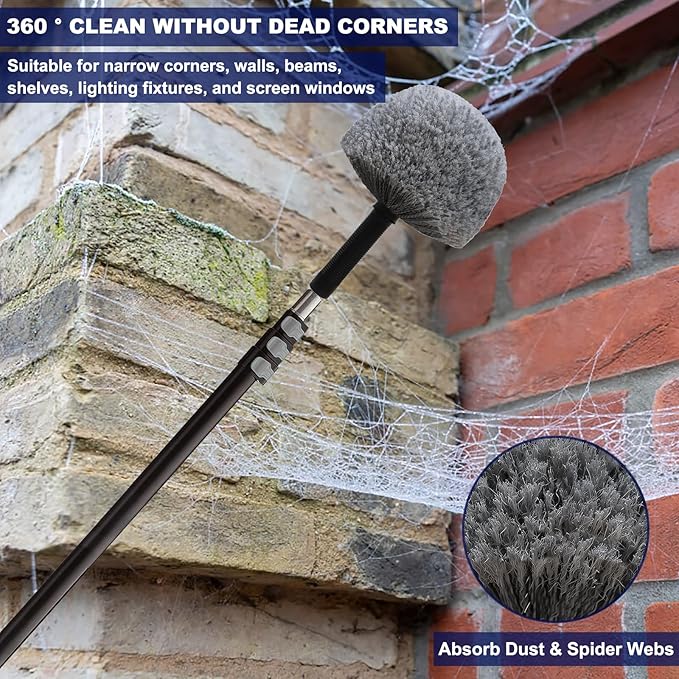 2 Pack Grey Twist-On Cobweb Duster Head Brush - Image 7