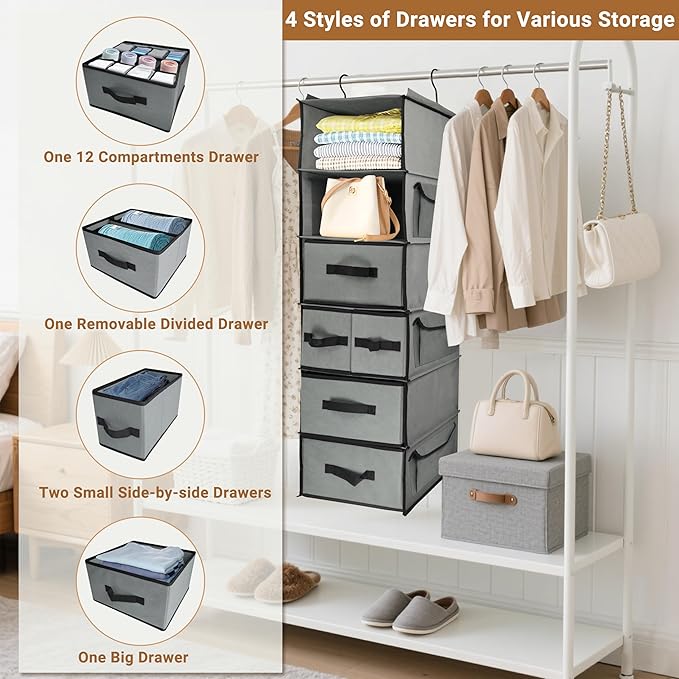 Durable 6-Tier hanging closet organizer - Image 3