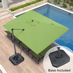 PURPLE LEAF 9' X 11.5' Square Cantilever Umbrella Patio Umbrella with Base Outdoor Umbrella Aluminum Offset with 360-degree Rotation for Garden Deck Pool Patio Apple Green - Image 2