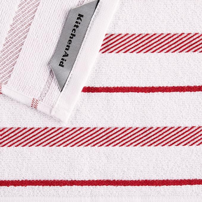 KitchenAid Albany Dishcloth 8 Pack Set, Passion Red/White - Image 4