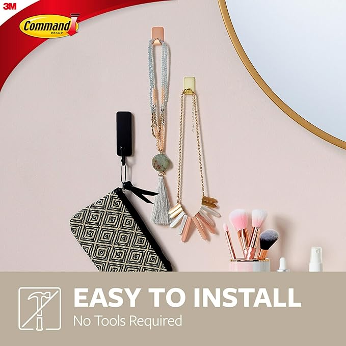 Command Small Metallic Hooks Brass Color, 4 Hooks and 5 Strips, Damage-Free - Image 4