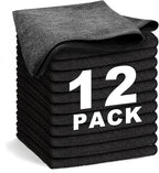 Black Microfiber Cleaning Cloth 13"x13", Ultra Soft Absorbent Microfiber by WEAWE