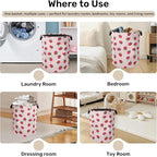 Cute Pink Strawberry Laundry Basket, Extra Large Foldable Hamper - Image 4