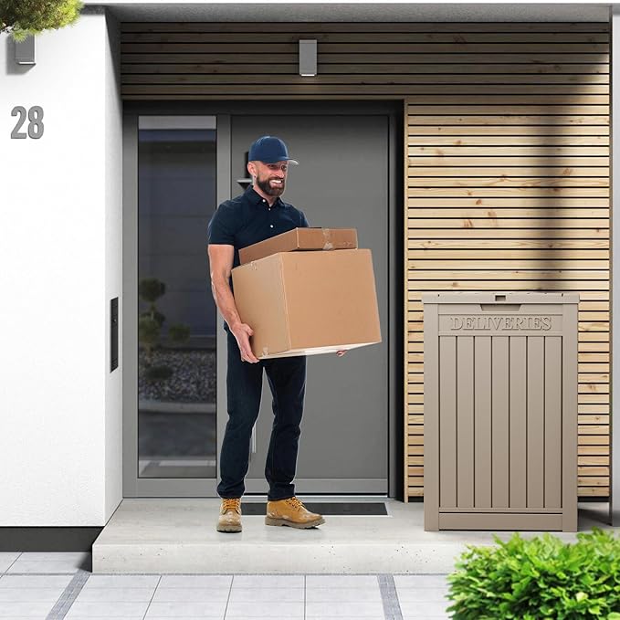 55 Gallon Package Delivery Box for Outside,Weather Resistant UV Protection Resin Outdoor Storage Parcel Box for Porches, Front Door,Balconies,Garages - Image 7