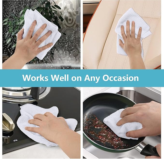 HOMEXCEL White Microfiber Cleaning Cloth 100 Pack, Microfiber Towel - Image 5
