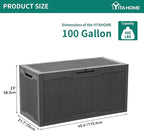 YITAHOME 100 Gallon Resin Deck Box, Weather Resistant Outdoor Storage Box, Lockable Indoor Outdoor Storage for Supplies and Essentials, Dark Gray - Image 6