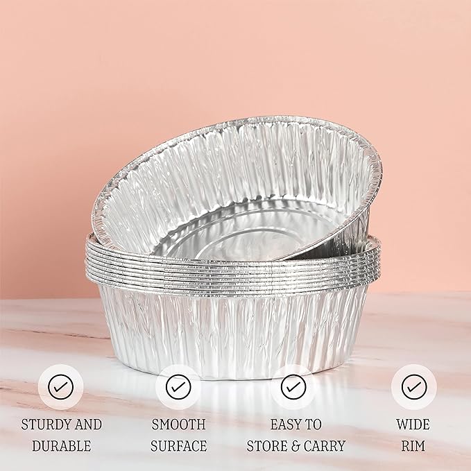 PLASTICPRO 10'' Inch Round Tin Foil Pans Disposable Aluminum, Extra Deep - Image 4