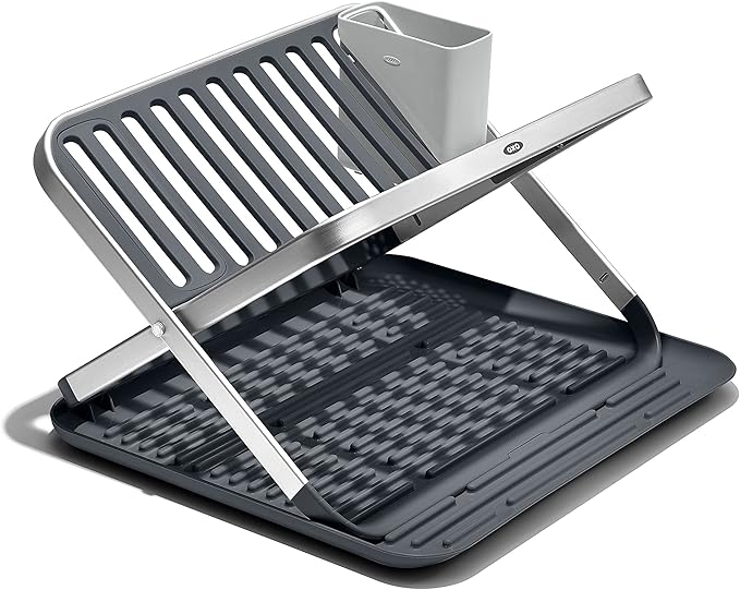 OXO Good Grips Aluminum Fold Flat Dish Drying Rack, by OXO