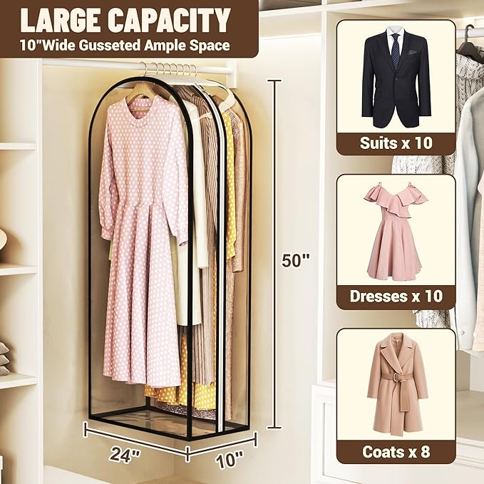 Garment Bags for Hanging Clothes 50” Long, Ultra Clear Suit Bags for Closet - Image 2