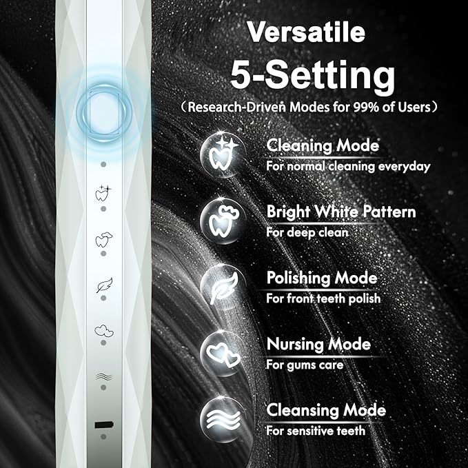 Diamond Style - Electric Toothbrush, 10 Brush Heads & Travel Case, 000 VPM - Image 2