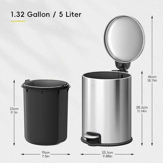 EKO Serene 5L / 1.32 Gallon Step Trash Can - Image 2