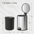 EKO Serene 5L / 1.32 Gallon Step Trash Can - Image 2
