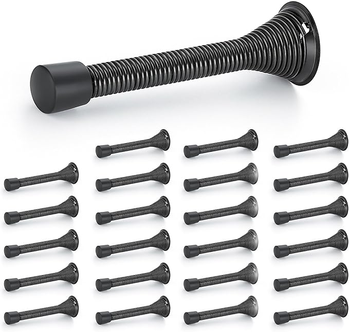 Ravinte Door Stoppers, 24 Pack Black Spring Door Stops by Ravinte
