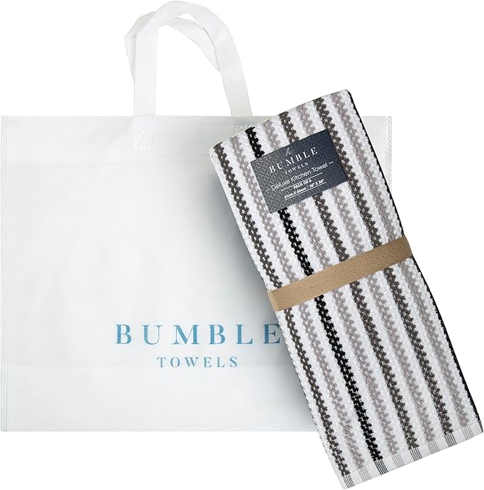 Premium Kitchen Towels | Large Cotton Kitchen Hand Towels | Popcorn Striped - Image 6